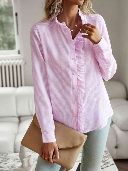 Stylish Ruffle Trim Shirt for Modern Trends SnagBag