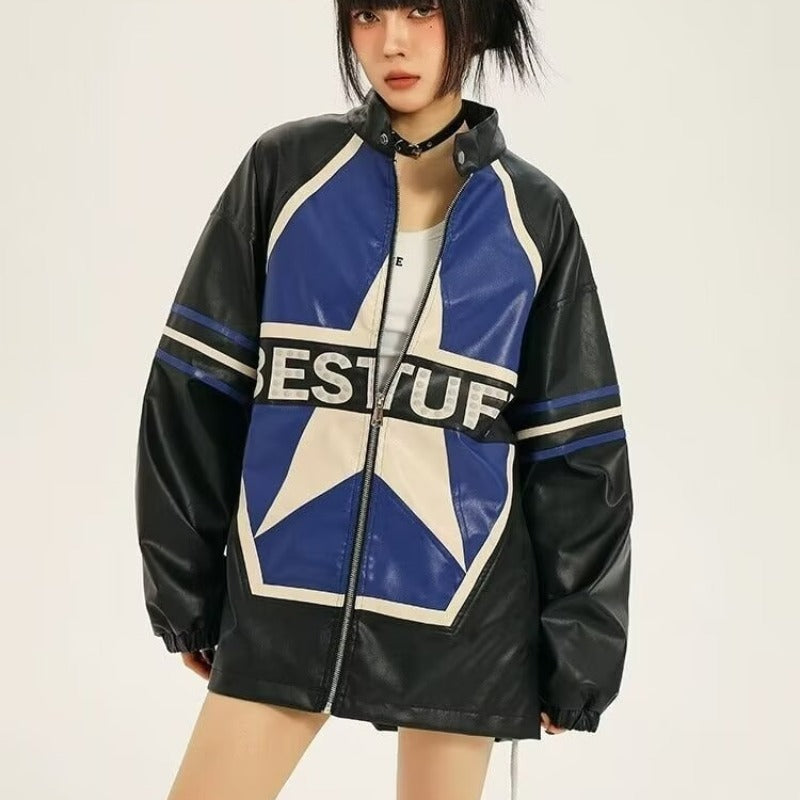 American Retro Biker's Jacket Trendy Leather Jacket Coat See size chart under “more details” The Fashion Celestial