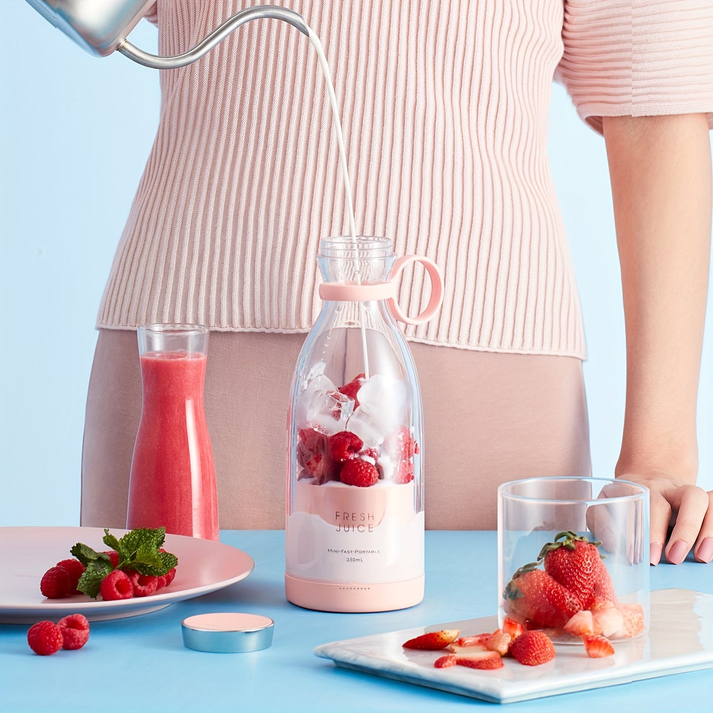 [Portable Fruit Blender] Wireless Mini Fruit Blender Juicer - 350ML Portable Electric, Perfect for On-the-Go! NovaCart