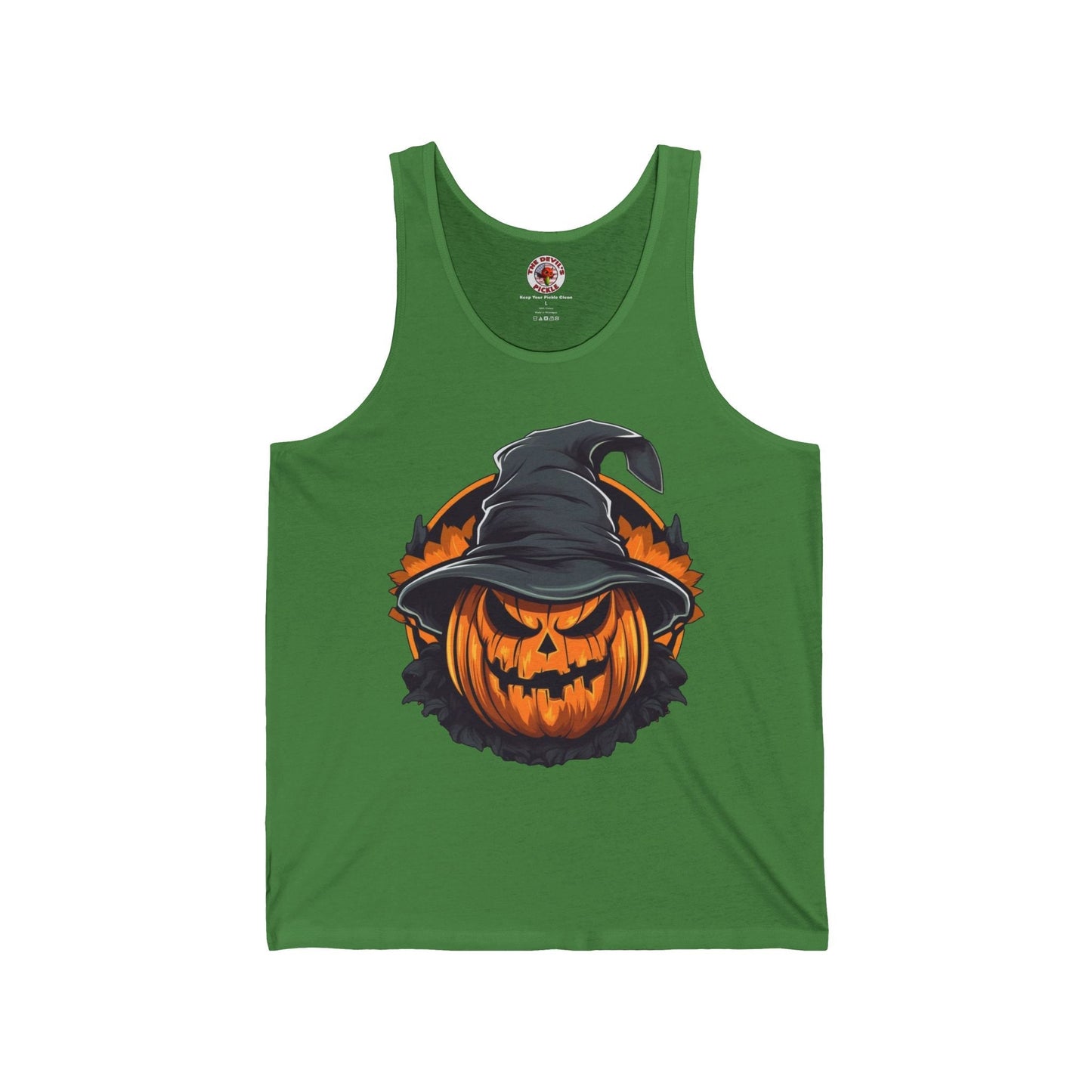 Scary Witch Pumpkin Halloween Tank Top The Devil's Pickle