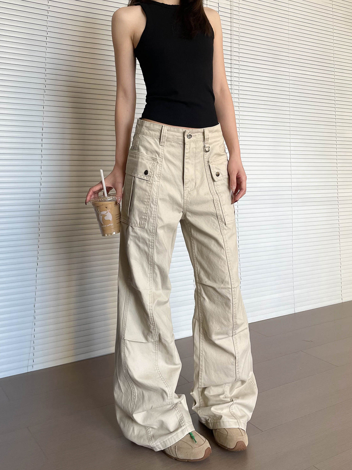 Women’s Straight Leg Slightly Flared Washed Casual Pants FitiqueFit