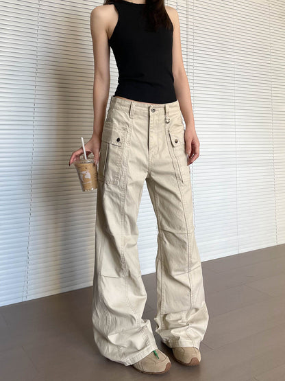 Women’s Straight Leg Slightly Flared Washed Casual Pants FitiqueFit