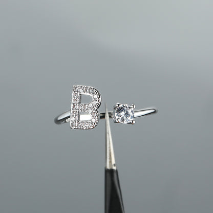 Popular Fashion Silvery AZ Letter Ring Initials Wedding Love Couple Rings Bridesmaid Gift NovaCart