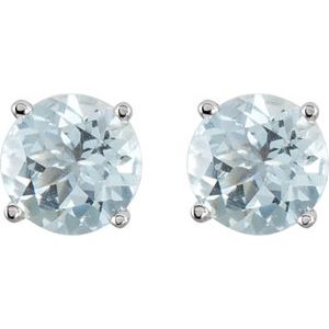 14K White 6 mm Natural Aquamarine Earrings Ethereal Legacy Boutiques