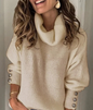 Women’s High Collar Knitted Sweatshirt – Long Sleeve Casual Pullover FitiqueFit