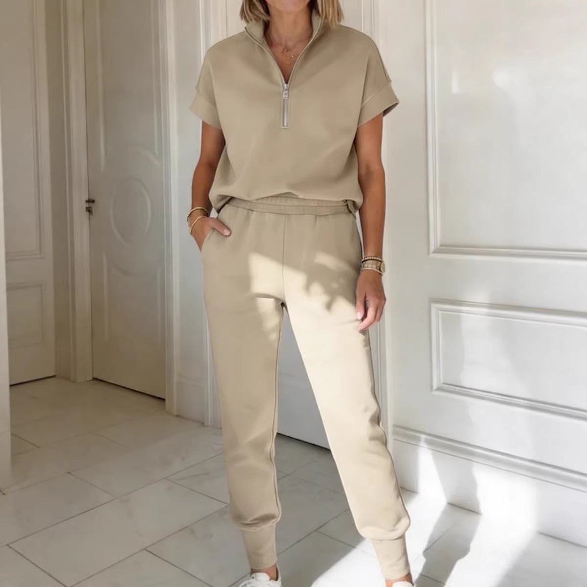 Athleisure Knit 3/4 Sleeve T-Shirt & Pants Set – 3 Colors, S–3XL FitiqueFit