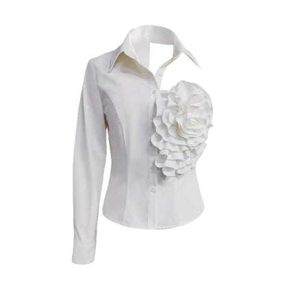 White Blouse With A One-shoulder TOP See size chart under “more details” The Fashion Celestial