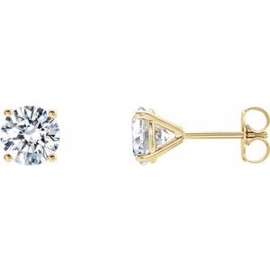 14K Yellow 1 CTW Lab-Grown Diamond 4-Prong Stud Earrings Ethereal Legacy Boutiques
