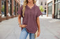 Women's Waffle Knit Hooded Short-Sleeve Top – Drawstring Button Pullover FitiqueFit
