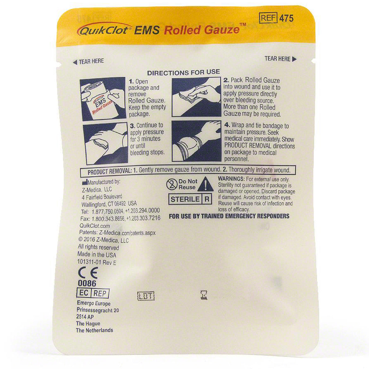 QuikClot EMS Rolled Gauze, 3" x 48" quakekits.com