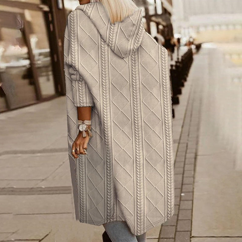 Women's Textured Hooded Longline Jacket FitiqueFit