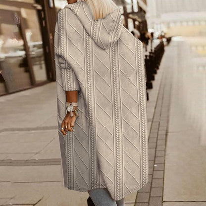 Women's Textured Hooded Longline Jacket FitiqueFit