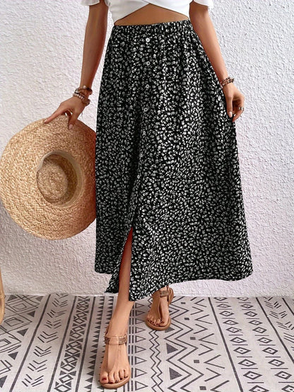 European And American Printed Breasted Self-tie Summer Pastoral A- Line Skirt Advanced Skirt Grayceful LLC