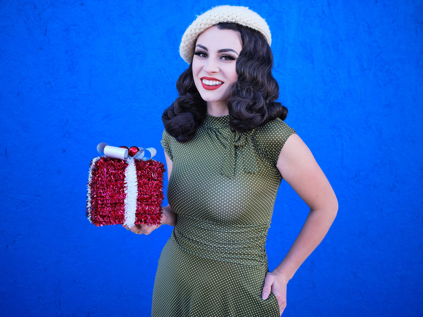 Olive Dot Bombshell Dress - Plus Sizes only Retrolicious