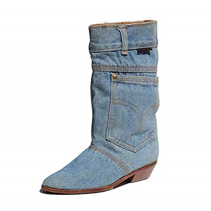Sky Blue Denim Cowboy Boots Country in My Heart