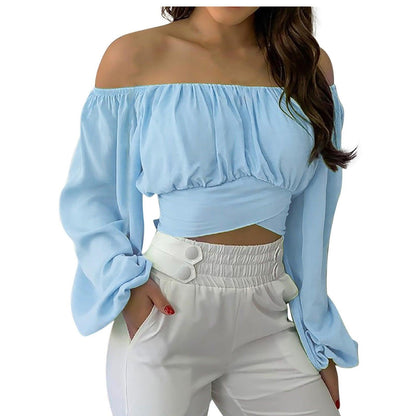 Off Shoulder Cross Tie Long Sleeve Top | Sexy & Trendy Cowgirl Look Country in My Heart