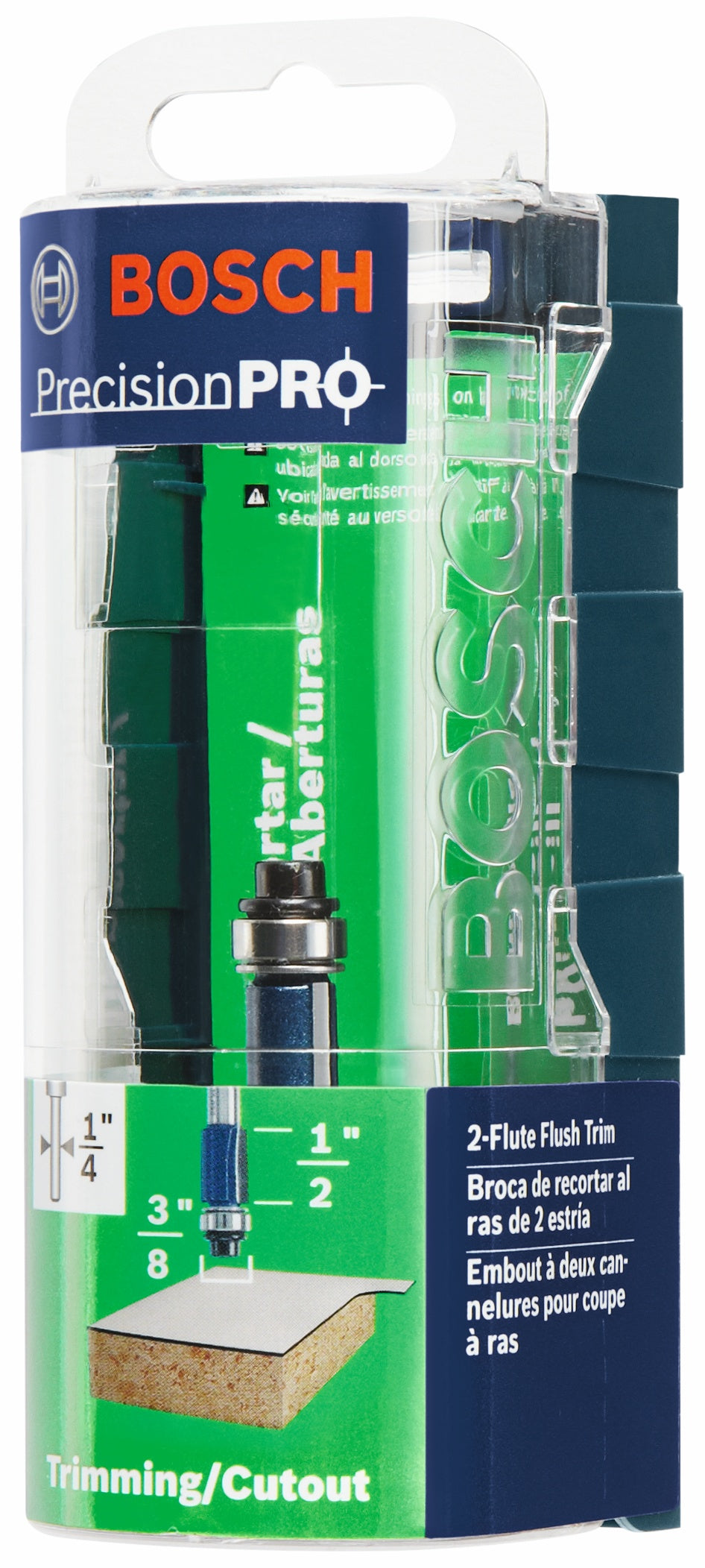 BOSCH 85269MC 3/8 In. x 1/2 In. Carbide-Tipped Double-Flute Flush Trim Router Bit VM Hardware