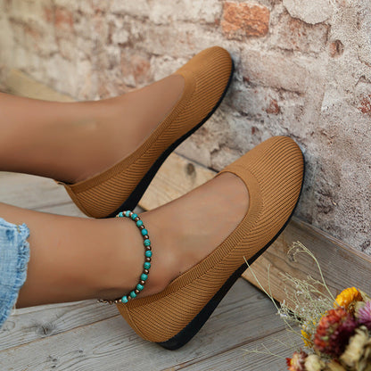 Round Toe Flats Shoes Casual Comfortable Soft Slip On Knit Mesh Shoes For Women See size chart under “more details” The Fashion Celestial