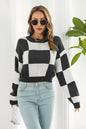 Color Block Round Neck Dropped Shoulder Sweater New Era Fashion LLc