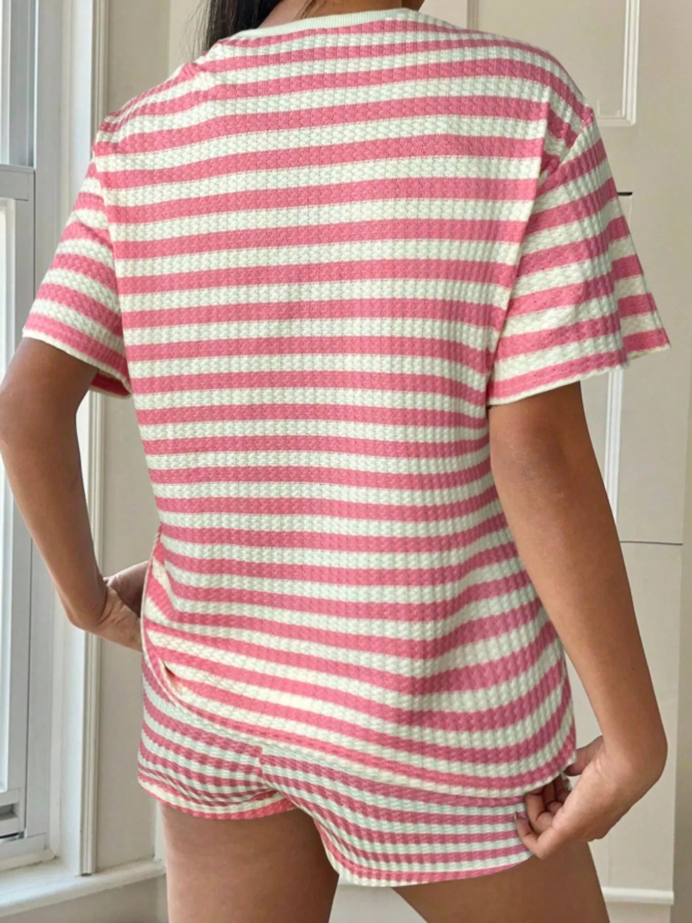 Striped Round Neck Top and Shorts Set New Era Fashion LLc