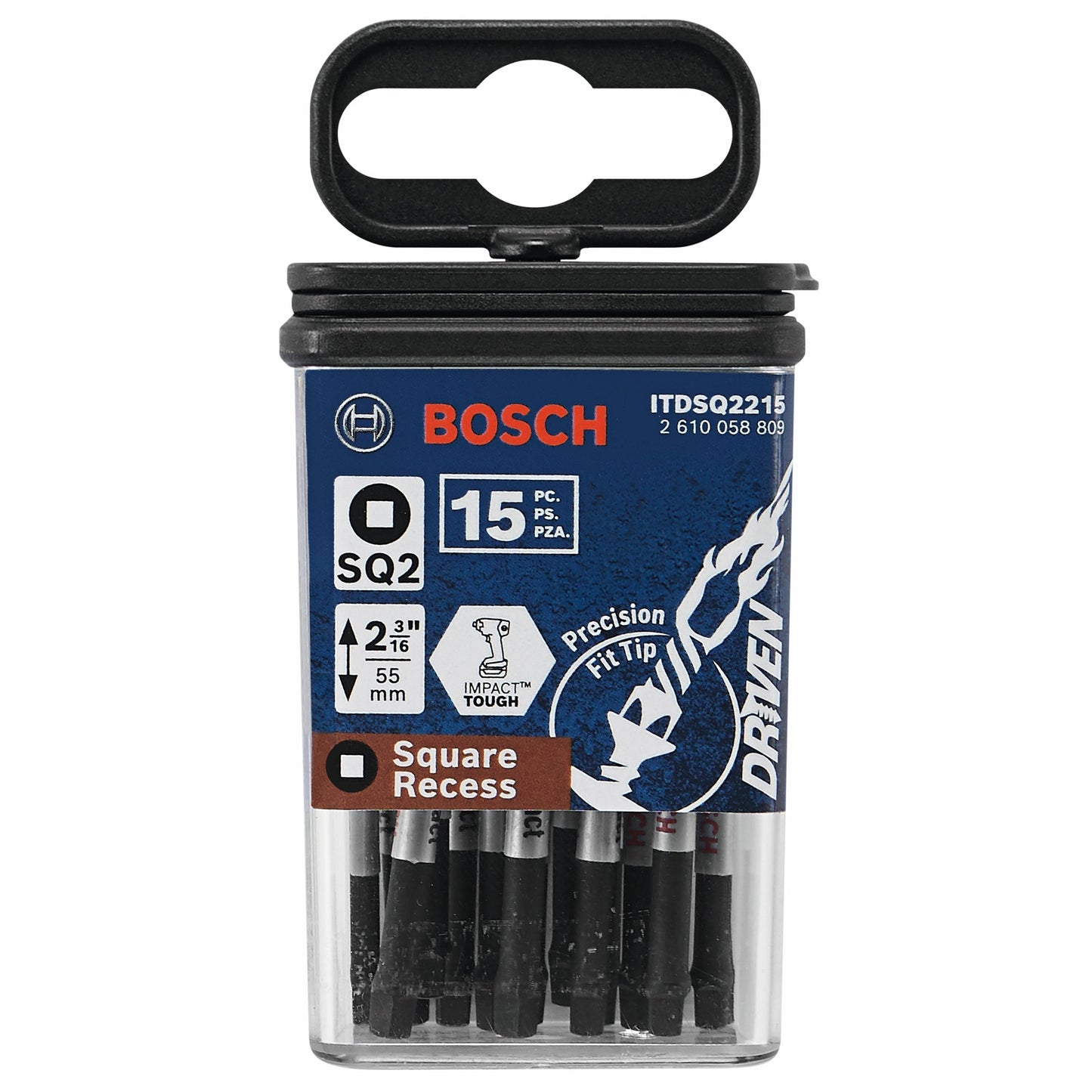 BOSCH ITDSQ2215 15 pc. Driven 2 In. Impact Square #2 Power Bits VM Hardware