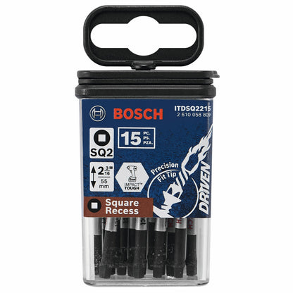 BOSCH ITDSQ2215 15 pc. Driven 2 In. Impact Square #2 Power Bits VM Hardware