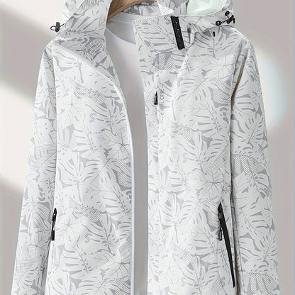 Women'S Outdoor Windbreaker Jacket | Casual Stand Collar, Non-Stretch Fabric, Random Print, Long Sleeve, Zipper Closure, Detachable Hood NovaCart