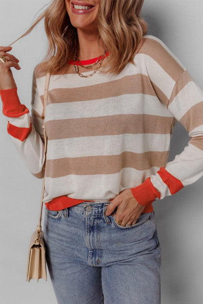 Stripe Colorblock Crewneck Drop Shoulder Sweater Shop Style & More | Fresh Looks, Everyday Deals & Free Shipping