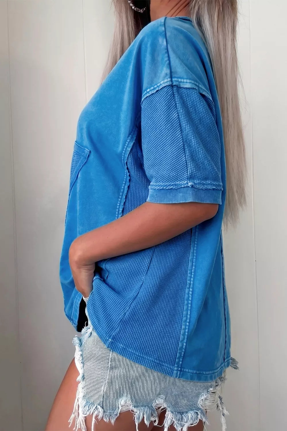 Mineral Wash Star Mesh Patchwork Oversize Tee New Era Fashion LLc