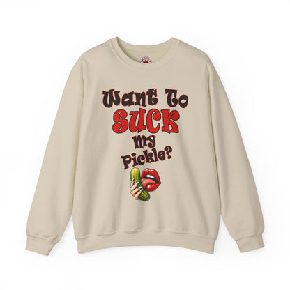 Want To Suck My Pickle Crewneck Sweatshirt The Devil's Pickle