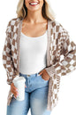 Orange Plus Size Checkered Bubble Sleeve Drop Shoulder Open Cardigan Garden Naked Curves