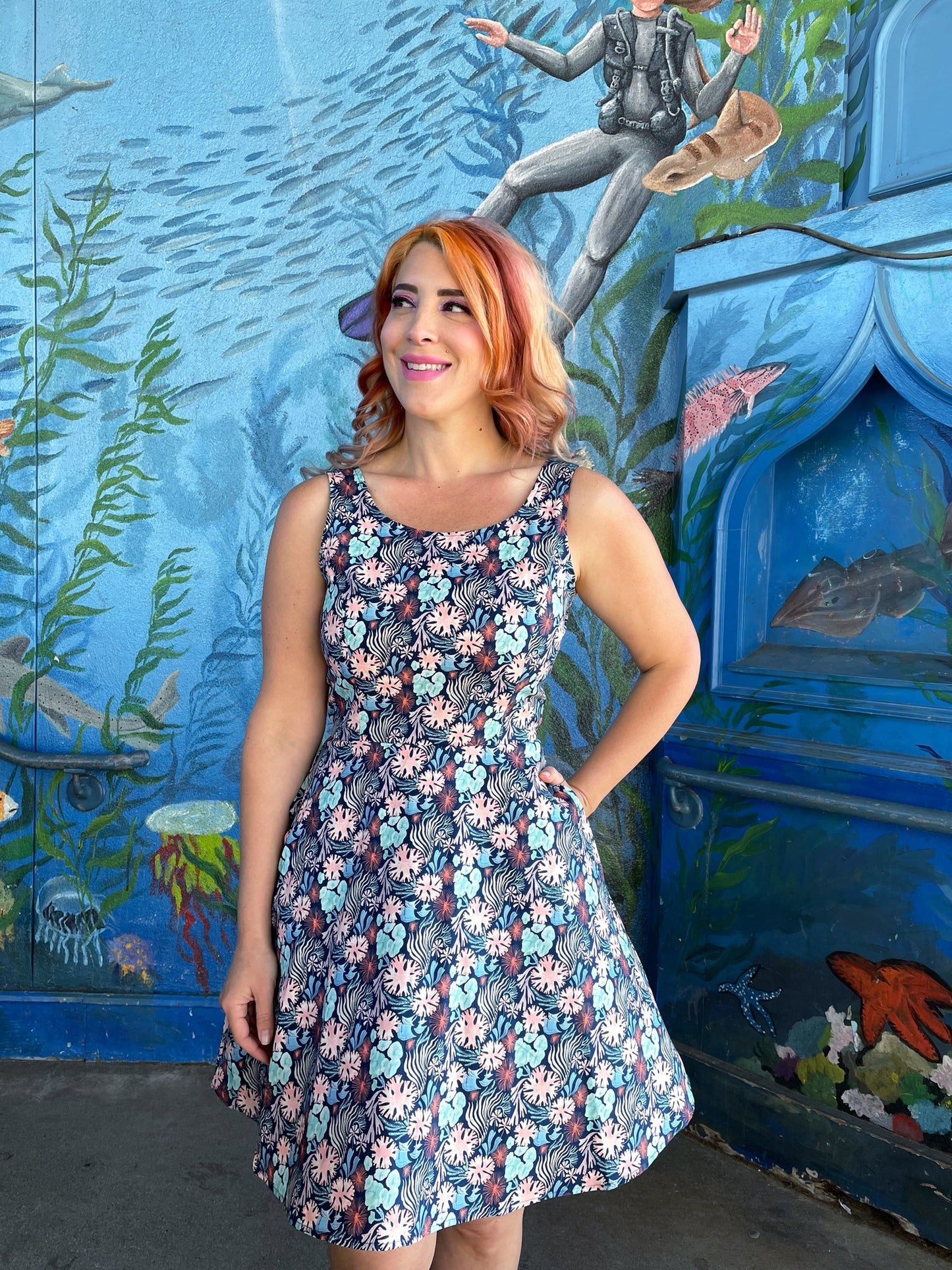 Coral Skater Dress Retrolicious