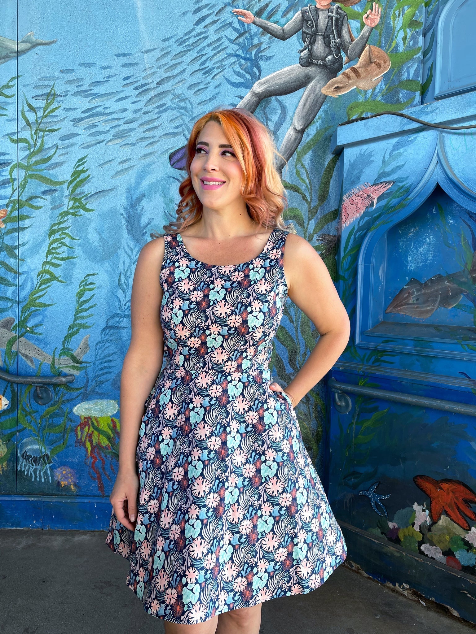 Coral Skater Dress Retrolicious