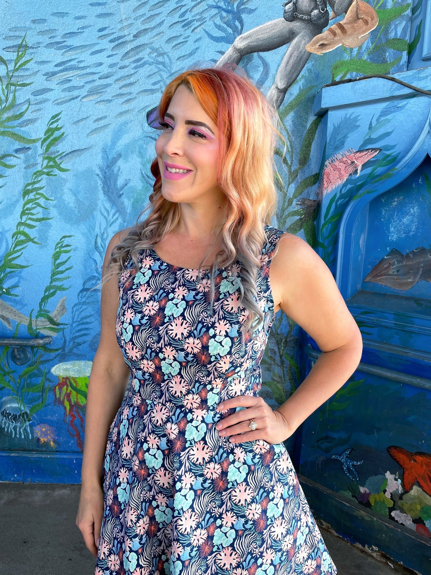 Coral Skater Dress Retrolicious