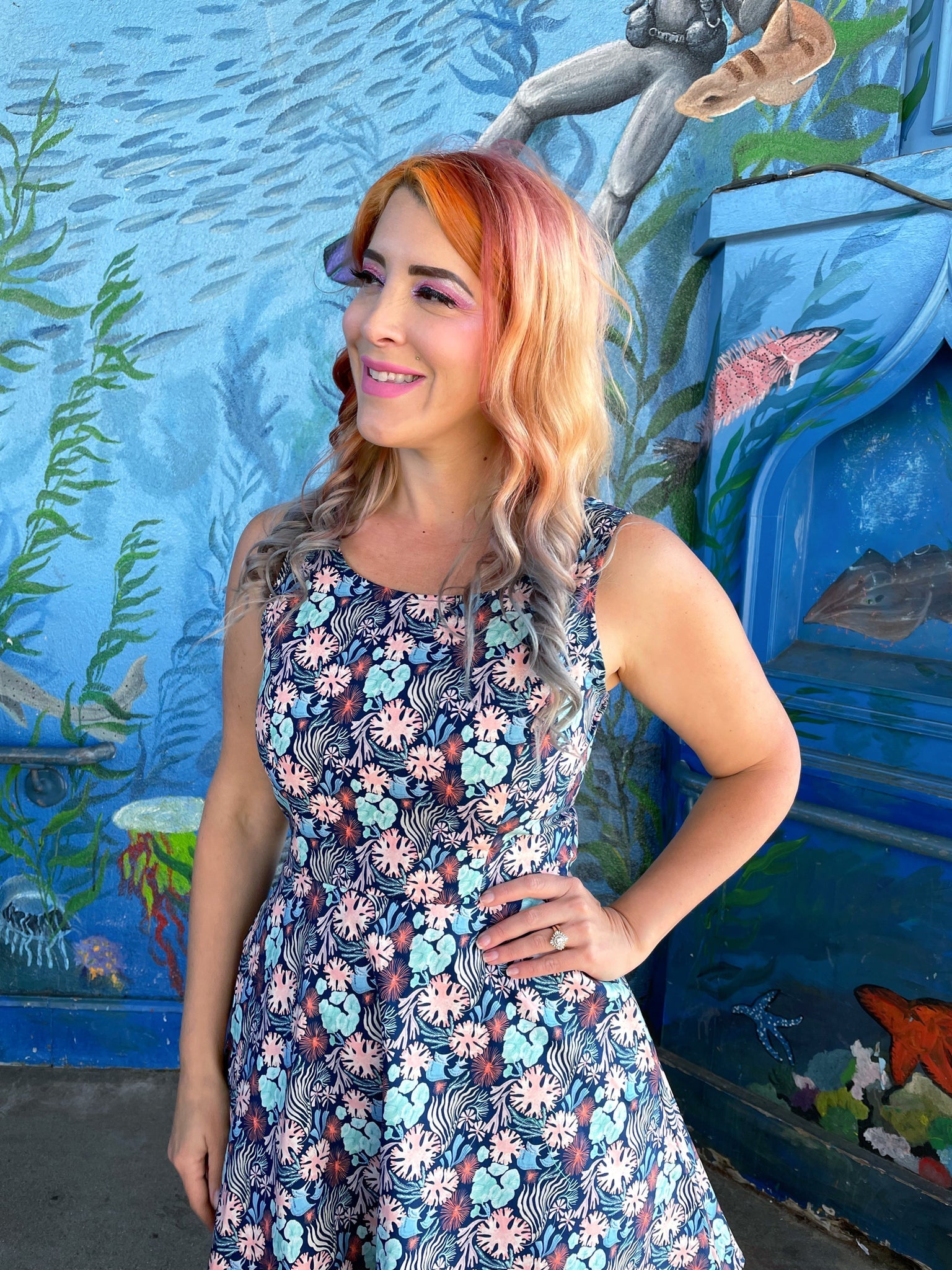 Coral Skater Dress Retrolicious