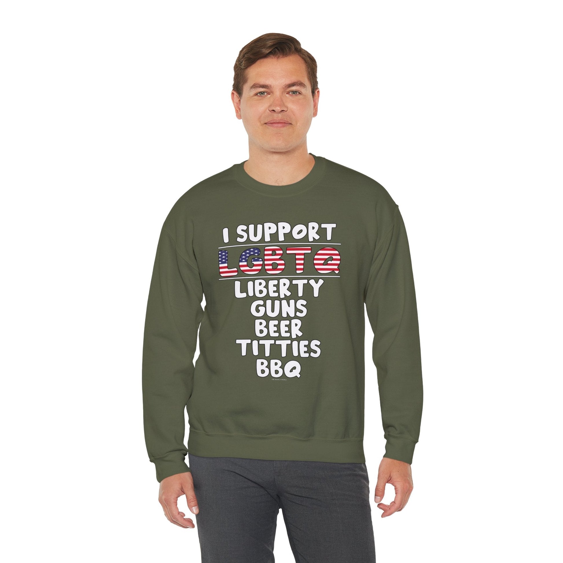 I Support LGBTQ Crewneck Sweatshirt The Devil's Pickle