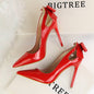 Women's Solid Color Cutout Back Bow High Heels See size chart under “more details” The Fashion Celestial
