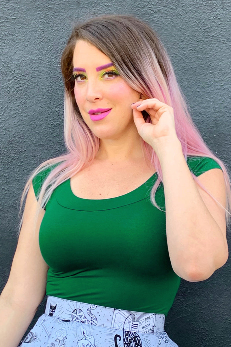 Retro Boat Neck Top in Kelly Green Retrolicious
