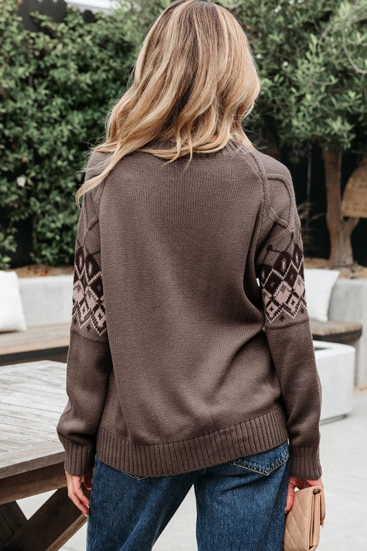 Western Geometric Knit Crew Neck Sweater Shop Style & More | Fresh Looks, Everyday Deals & Free Shipping