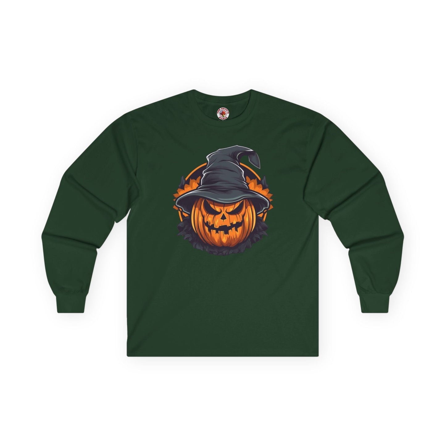 Scary Witch Pumpkin Halloween Long Sleeve Tee The Devil's Pickle