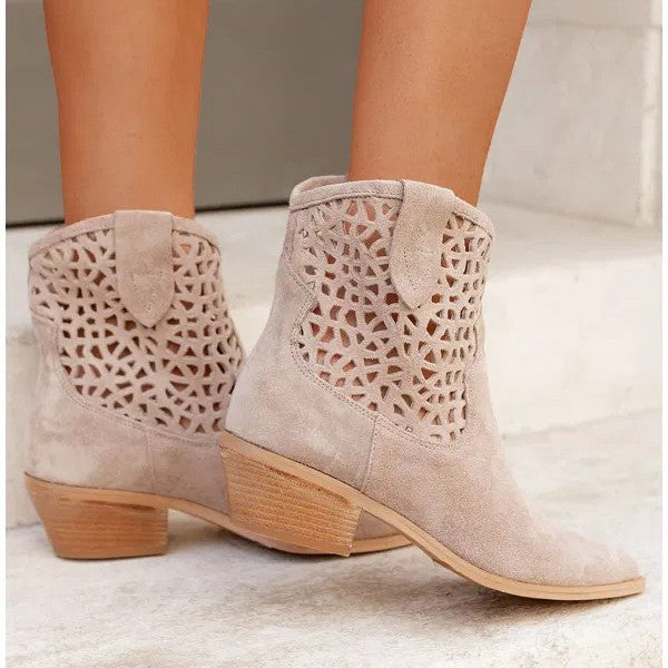 Womens Plus-Size Fashion Ankle Boots With Hollowed-Out Design And Chunky Heel See size chart under “more details” The Fashion Celestial