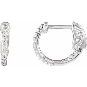 14K White 1/4 CTW Natural Diamond Inside-Outside 14.5 mm Hinged Hoop Earrings Ethereal Legacy Boutiques