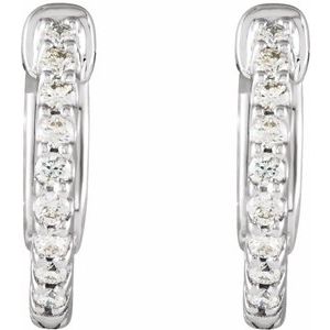 14K White 1/4 CTW Natural Diamond Inside-Outside 14.5 mm Hinged Hoop Earrings Ethereal Legacy Boutiques