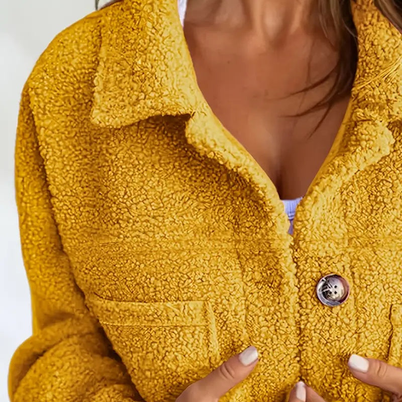 Plus Size Women’s Solid Color Sherpa Jacket FitiqueFit