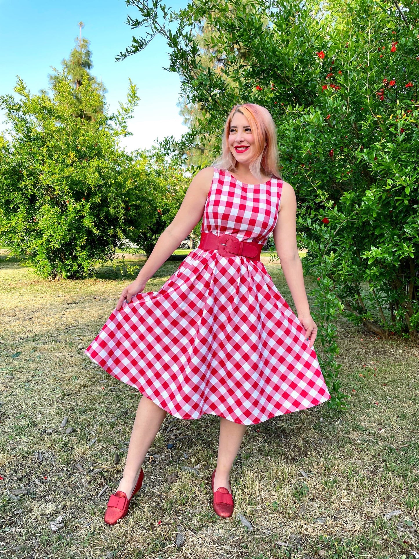 Gingham Midi Dress Retrolicious