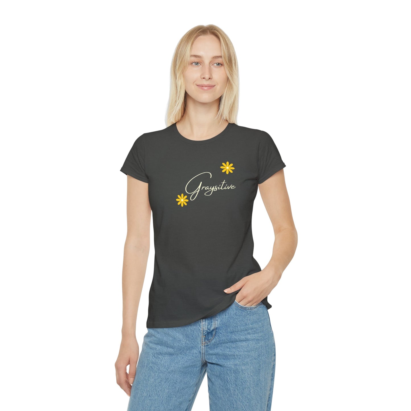 Women's Iconic T-Shirt graysitive with flowers Grayceful LLC