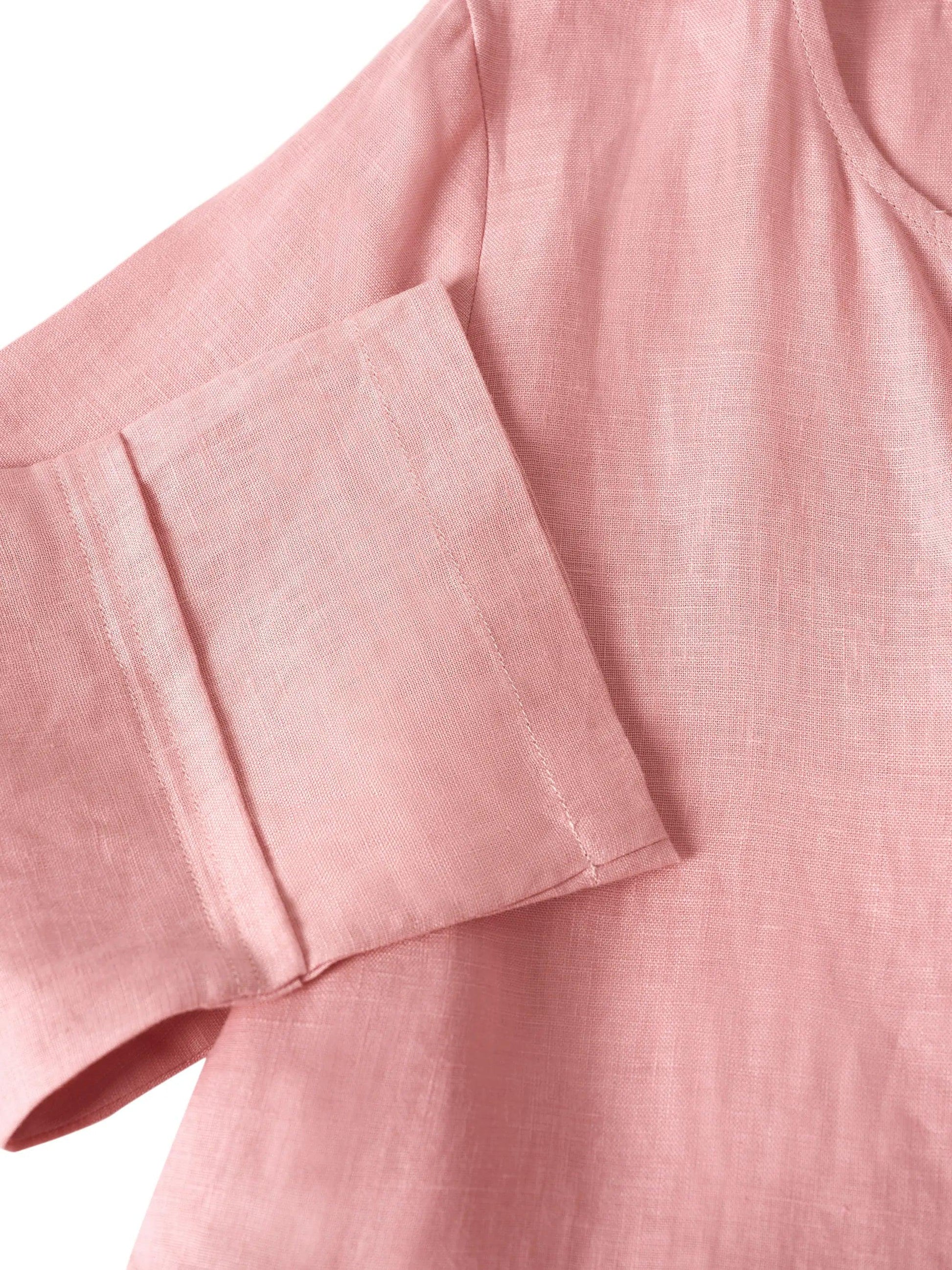 100% Linen Loose Fit Button Waist Gathered Maxi Dress LUNA LINTICO