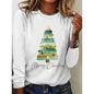 Women’s Long Sleeve Merry Christmas T-Shirt – Cute Christmas Tree Graphic Tee FitiqueFit