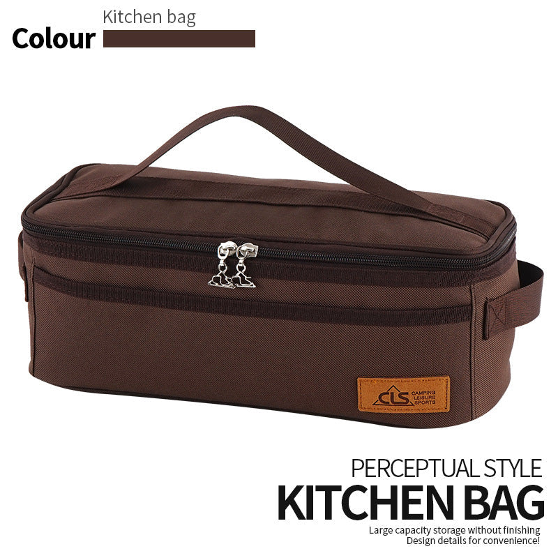 Outdoor Camping Cookware Storage Bag Camping Barbecue Tableware Storage Bag Self-Driving Travel Cosmetic Bag Portable Wash Bag