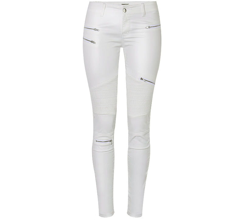 "Lola" White Faux Leather Zippered Knee Pencil Pants Country in My Heart